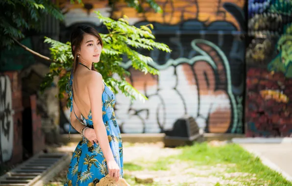 Girl, Asian, cutie, bokeh