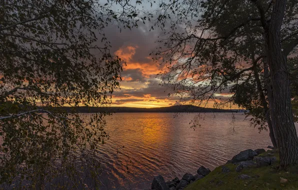 The sky, sunset, river, USA, Meredith Bay
