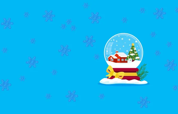 Picture mood, new year, minimalism, vector, art, snow globe