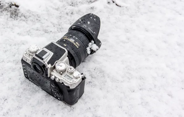 Winter, snow, background, the camera, lens, Nikon 1 AW1