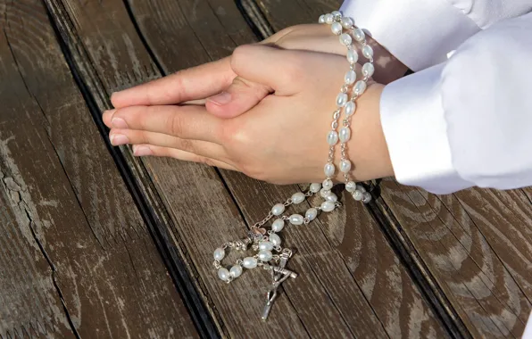 Hands, beads, gesture, cross, prayer, rosary