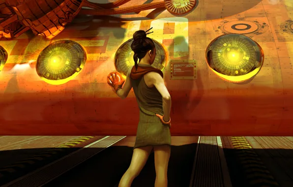 Picture girl, spaceship, starship, Col Price, re-fuel at the spaceport