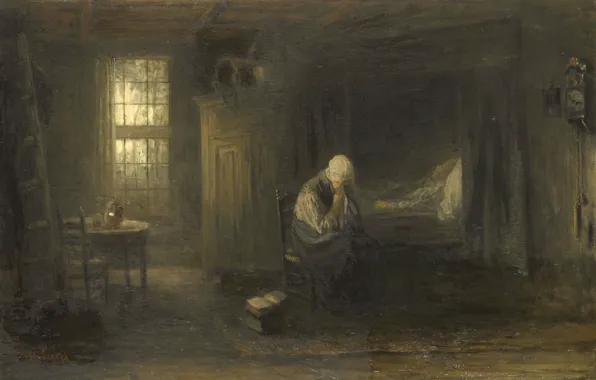 Picture oil, picture, canvas, 1878, Joseph Israels, Jozef Israels, One in the World