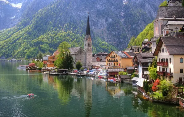 The city, lake, home, Austria, Church, Austria