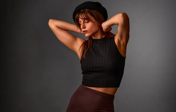 Girl, pose, hands, Mike, takes