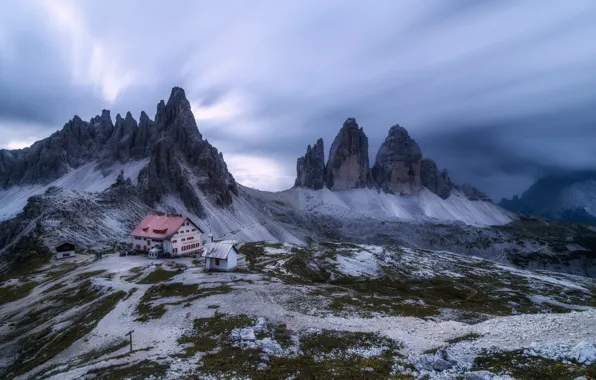 Mountains, the slopes, house, The Dolomites
