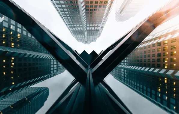 Picture light, the city, up, skyscrapers