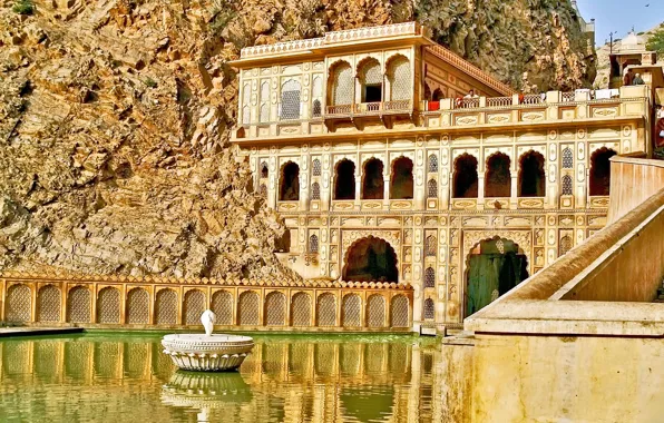 Picture the building, India, architecture, Rajasthan, Rajasthan, India, Jaipur, Galta It