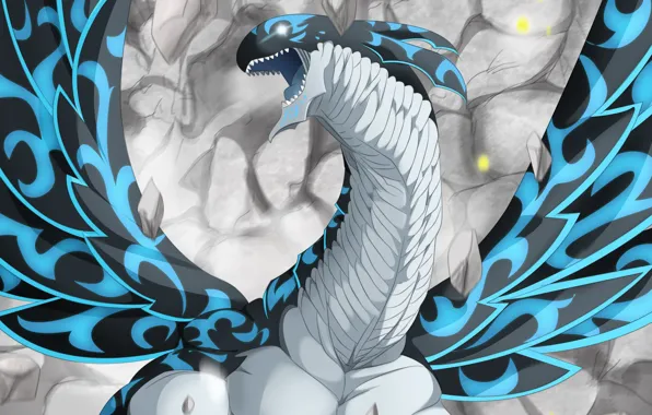 Rock, game, anime, wings, power, dust, fight, dragon