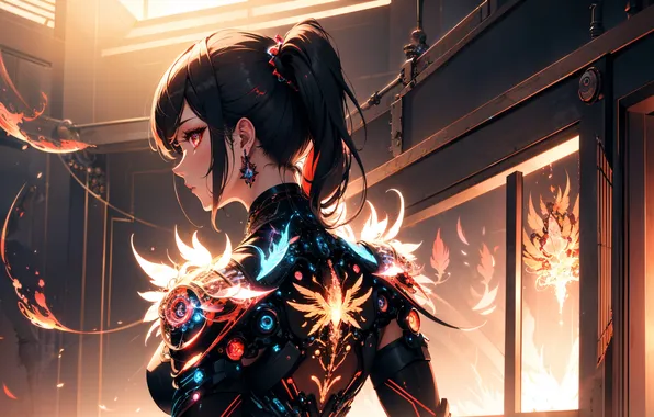 Girl, magic, anime, armor