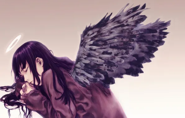 Girl, wings, angel, anime, art, halo, the reki, Haibane Renmei
