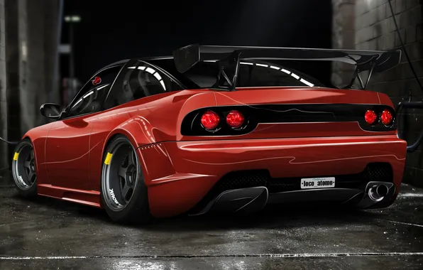 Red, tuning, red, Nissan, Nissan, rear, kit, 240SX