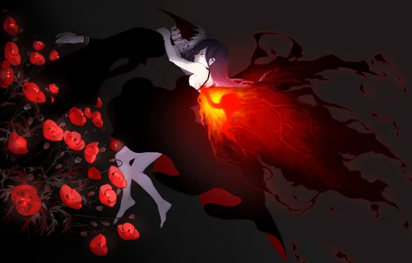Girl, flowers, guy, Tokyo Ghoul, Tokyo ghoul