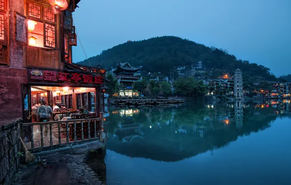 Picture night, lights, Night Settles In Feung Huang