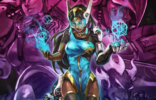 Girl, art, beauty, blizzard, Overwatch, Symmetra