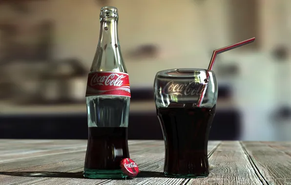 Glass, bottle, coca-cola, Coca-Cola, Cola, lemonade