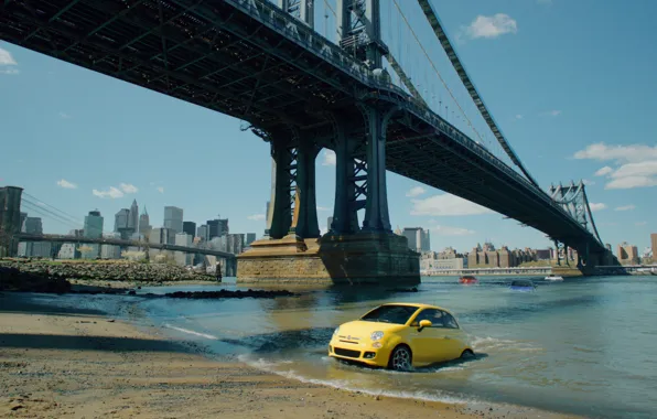 Bridge, city, the city, ascent, New York, advertising, USA, USA