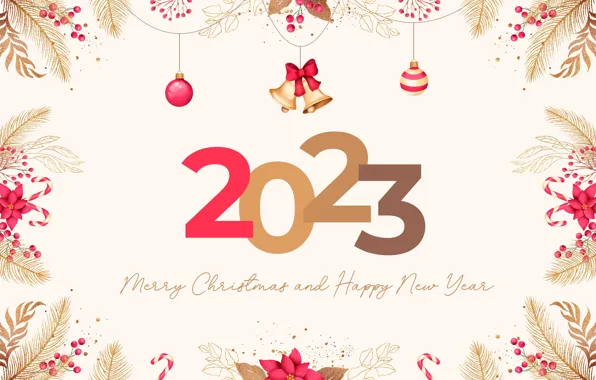 Balls, flowers, the inscription, pattern, figure, fruit, figures, New year