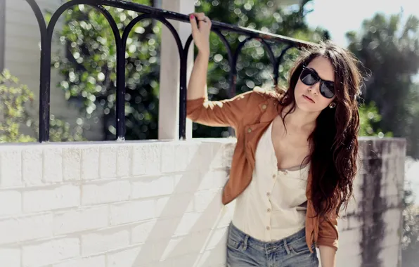 Picture girl, style, background, Wallpaper, clothing, glasses, brown hair, wallpapers