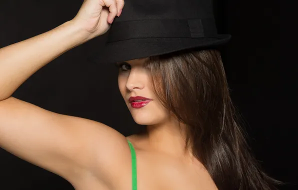 Picture girl, smile, hat