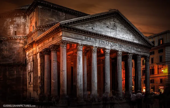 Light, night, Rome, photographer, Pantheon, Guerel Sahin