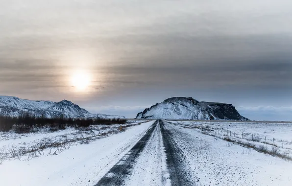 Picture winter, road, Iceland
