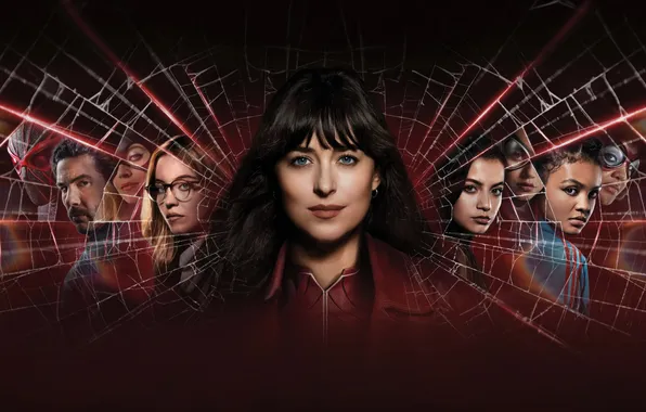 Background, web, poster, characters, comic, costumes, MARVEL, Dakota Johnson