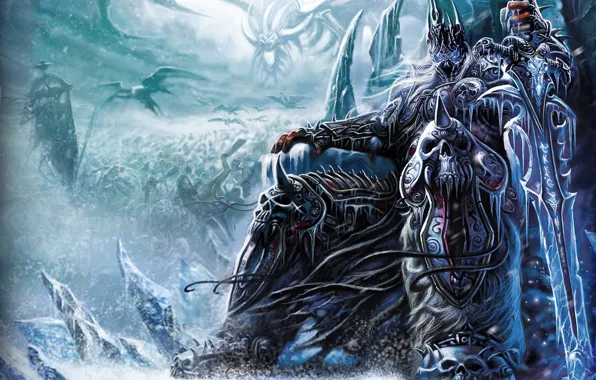 Picture ice, snow, weapons, sword, army, warrior, the throne, wow