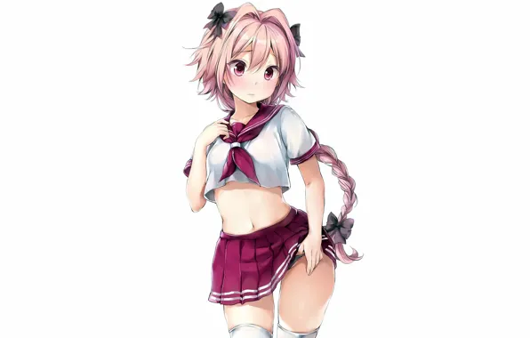 Girl, sexy, thighhighs, pink hair, long hair, anime, beautiful, pretty