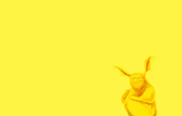 Picture minimalism, wool, ears, yellow monster, yellow monster