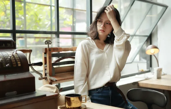 Picture girl, background, Asian