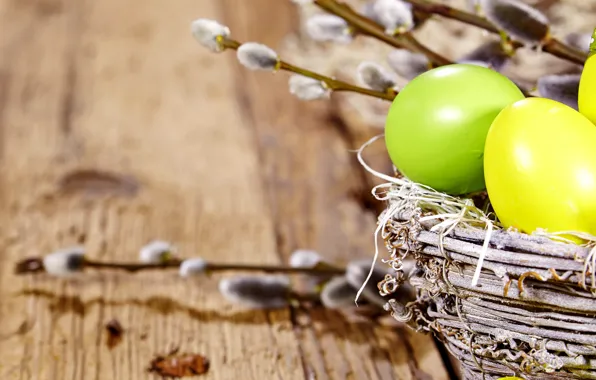 Branches, basket, spring, Easter, Verba, spring, Easter, eggs