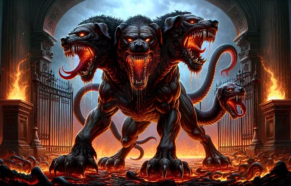 Dog, Cerberus, the Hellhound, three heads
