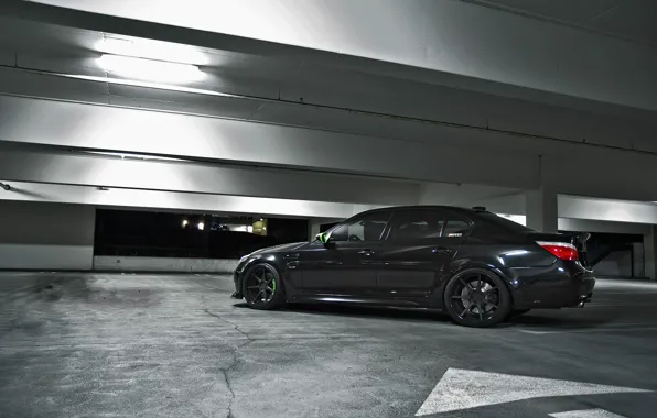 Black, bmw, BMW, profile, Parking, black, e60, black rims