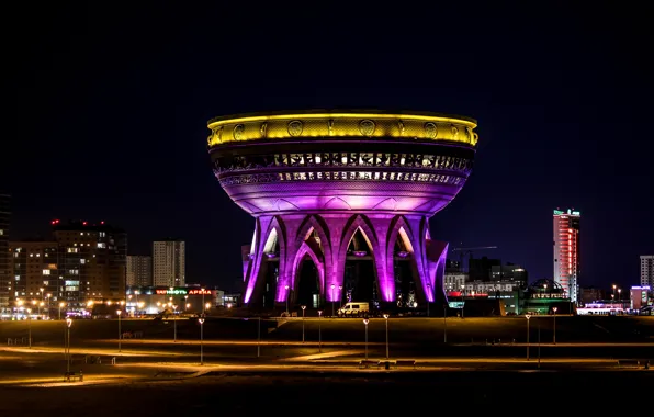 Lights, bowl, backlight, architecture, Kazan, Tatarstan, The Registrar, The centre of the family &quot;Kazan&quot;