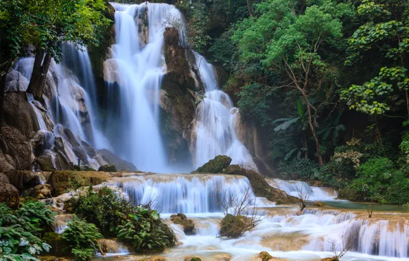 Waterfall, waterfalls, Kuang Si Falls