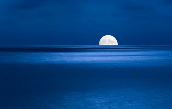 Sea, night, the moon