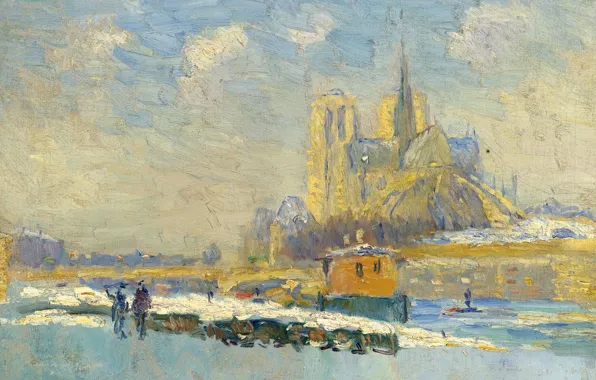 Picture picture, the urban landscape, Albert Charles Lebar, Albert Lebourg, Notre Dame Cathedral and Quay of …