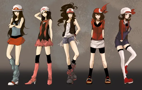 Girl, style, stockings, hat, anime, cap, bandana, leaf
