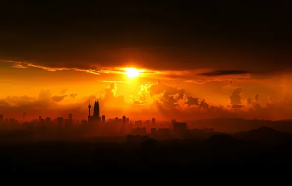 Landscape, night, the city