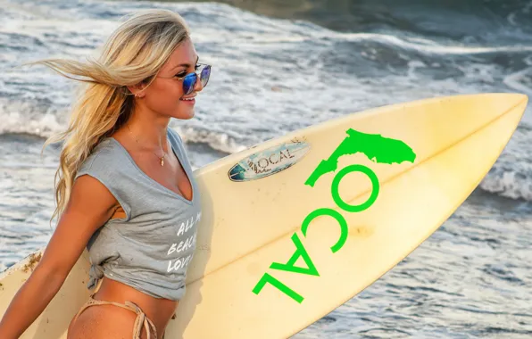 Picture sea, summer, girl, Board