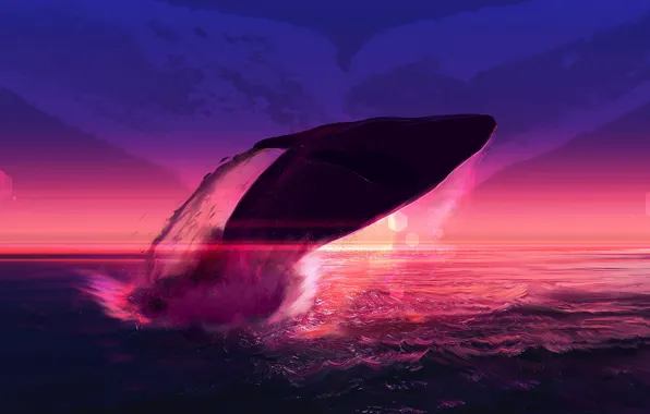 Sunset, Water, The ocean, Sea, Figure, Kit, Squirt, Fantasy