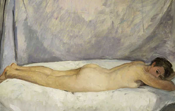 Erotic, picture, Henri Lebasque, Henri Lebacq, Reclining Nude
