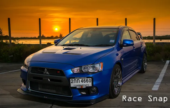 Mitsubishi, blue, lancer, evolution, art, ralli