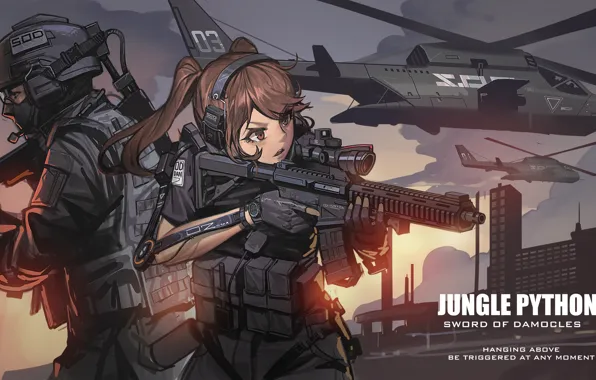 Helicopter, Soldiers, Army, Weapons