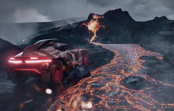 Audi, The volcano, Iceland, Iceland, Lava, Audi RS Q e-tron, Virtual world tour, Virtual World …