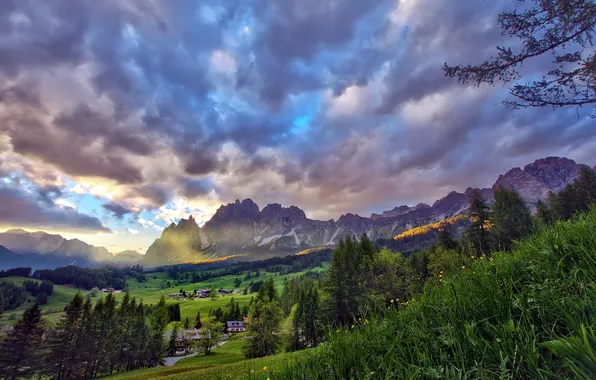 The sky, landscape, mountains, HDR
