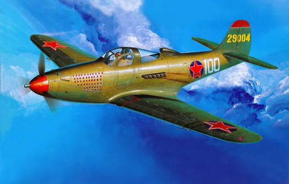 Picture aviation, fighter, art, the plane, American, Airacobra, P-39, Cobra