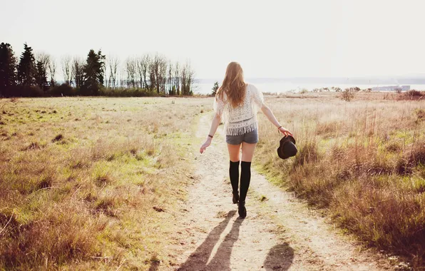 Picture field, girl, nature