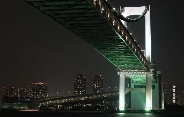Picture bridge, the city, Japan, Tokyo, Bay, Tokyo, Japan, Rainbow Bridge
